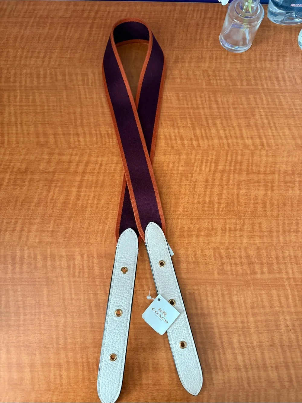 Adjustable Brown Webbing Camera/Bag Strap with Turquoise Edge - Picture 5 of 9